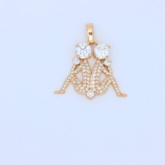 "Gemini Zodiac Rose Gold Pendant with Twin Sparkling CZ Accents, XPPT1543 - Picture 11 of 13